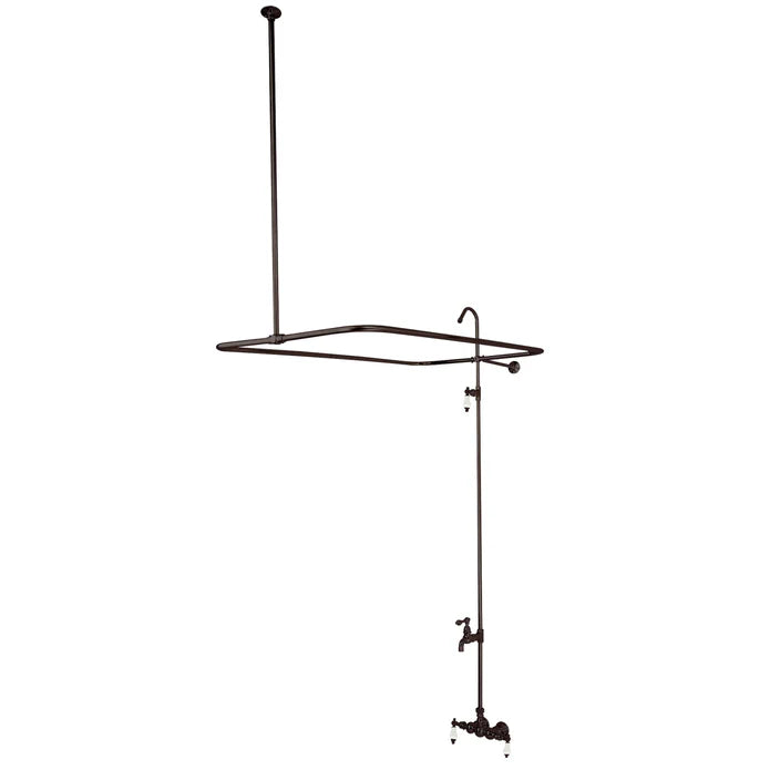 Kingston - Tub Faucets - Vintage CC65 (Porcelain Lever) Three-Handle 2-Hole Tub Wall Mount Clawfoot Tub Faucet with Shower Enclosure