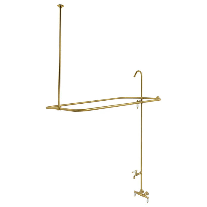 Kingston - Tub Faucets - Vintage CC65 (Porcelain Lever) Three-Handle 2-Hole Tub Wall Mount Clawfoot Tub Faucet with Shower Enclosure