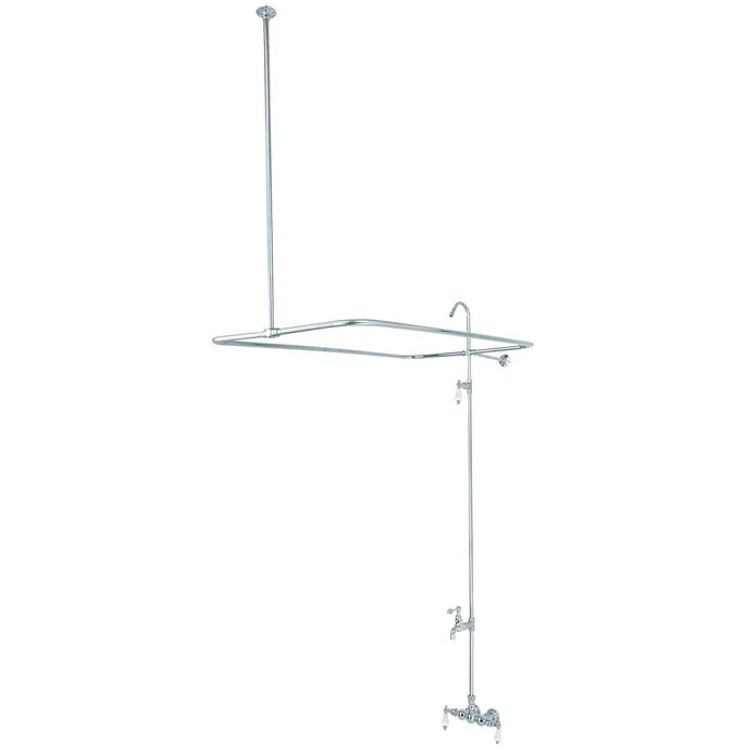 Kingston - Tub Faucets - Vintage CC65 (Porcelain Lever) Three-Handle 2-Hole Tub Wall Mount Clawfoot Tub Faucet with Shower Enclosure