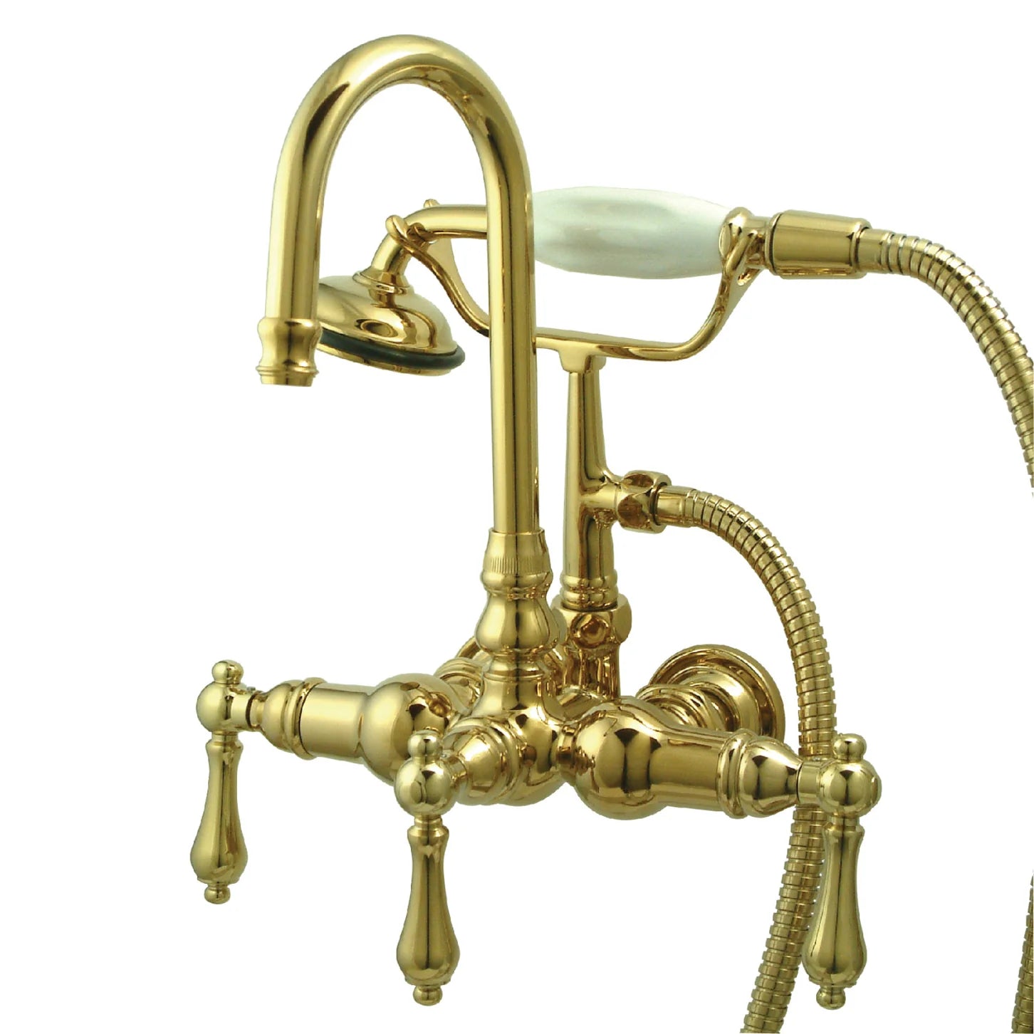 Kingston - Tub Faucets - Vintage CC7T Three-Handle 2-Hole Tub Wall Mount Clawfoot Tub Faucet with Hand Shower