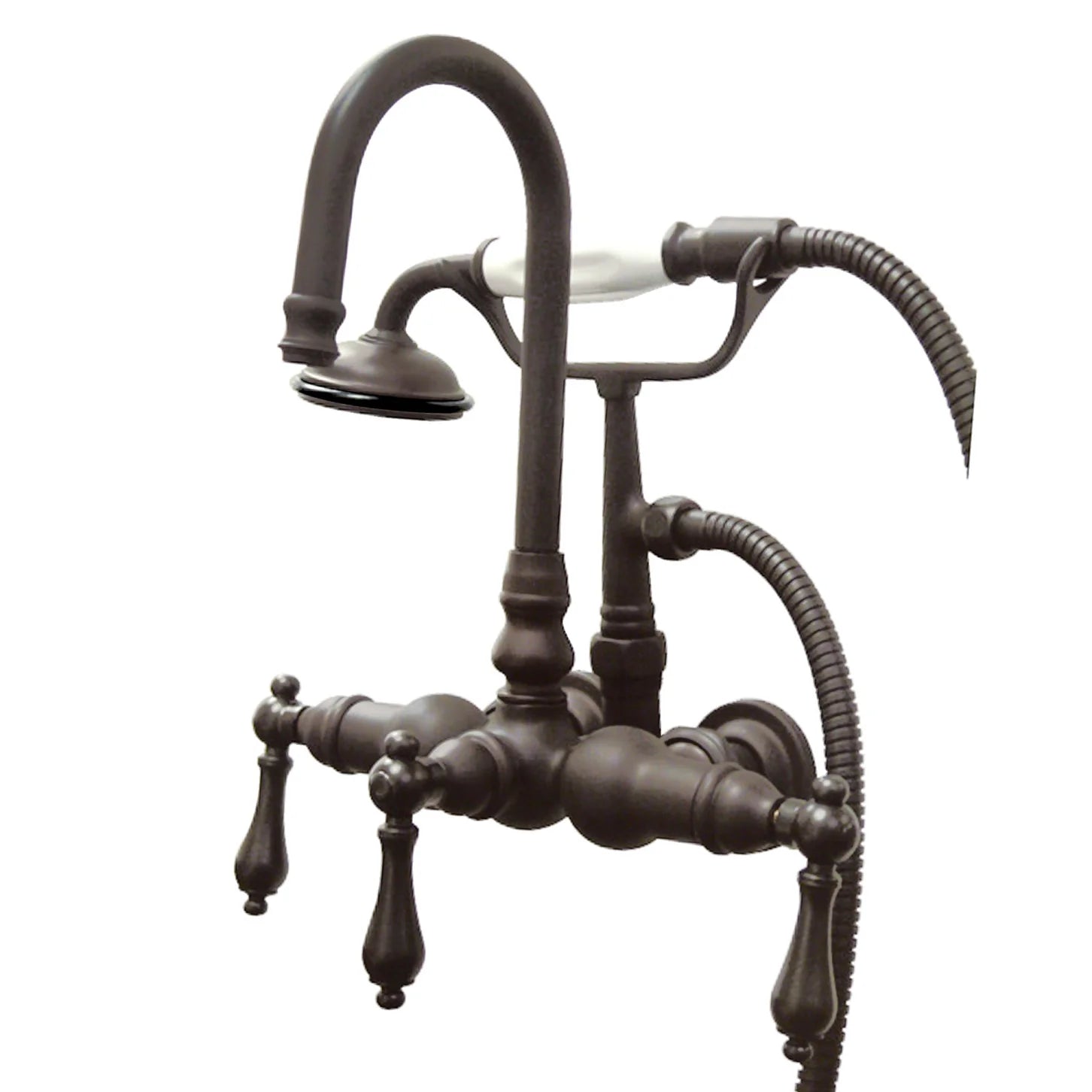 Kingston - Tub Faucets - Vintage CC7T Three-Handle 2-Hole Tub Wall Mount Clawfoot Tub Faucet with Hand Shower
