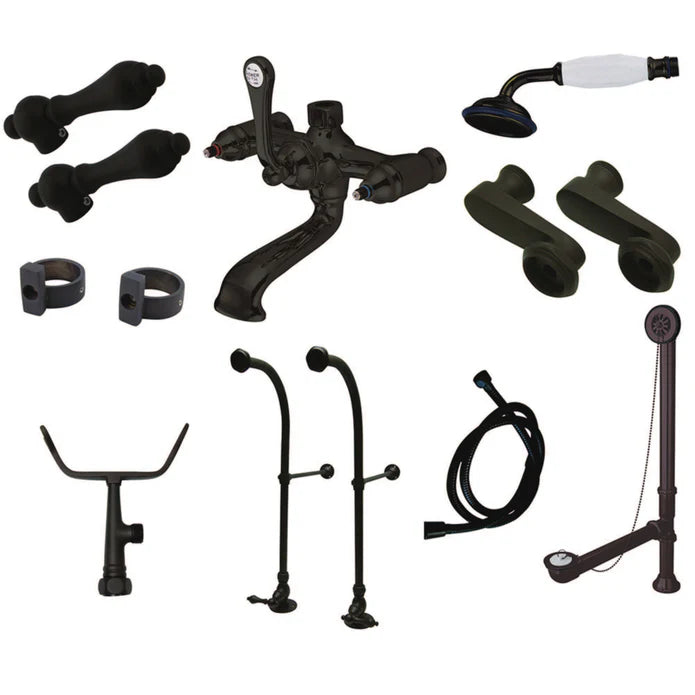Kingston - Tub Faucets - Vintage CCK510AL Two-Handle 2-Hole Freestanding Clawfoot Tub Faucet Package with Supply Line, Hand Shower and Tub Drain