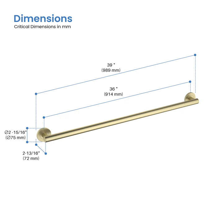 Casa Fixtures - Bathroom Accessories - 36" Stainless Steel Bathroom Safety Grab Bar (CGB-1136)
