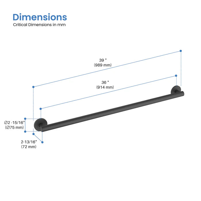 Casa Fixtures - Bathroom Accessories - 36" Stainless Steel Bathroom Safety Grab Bar (CGB-1136)