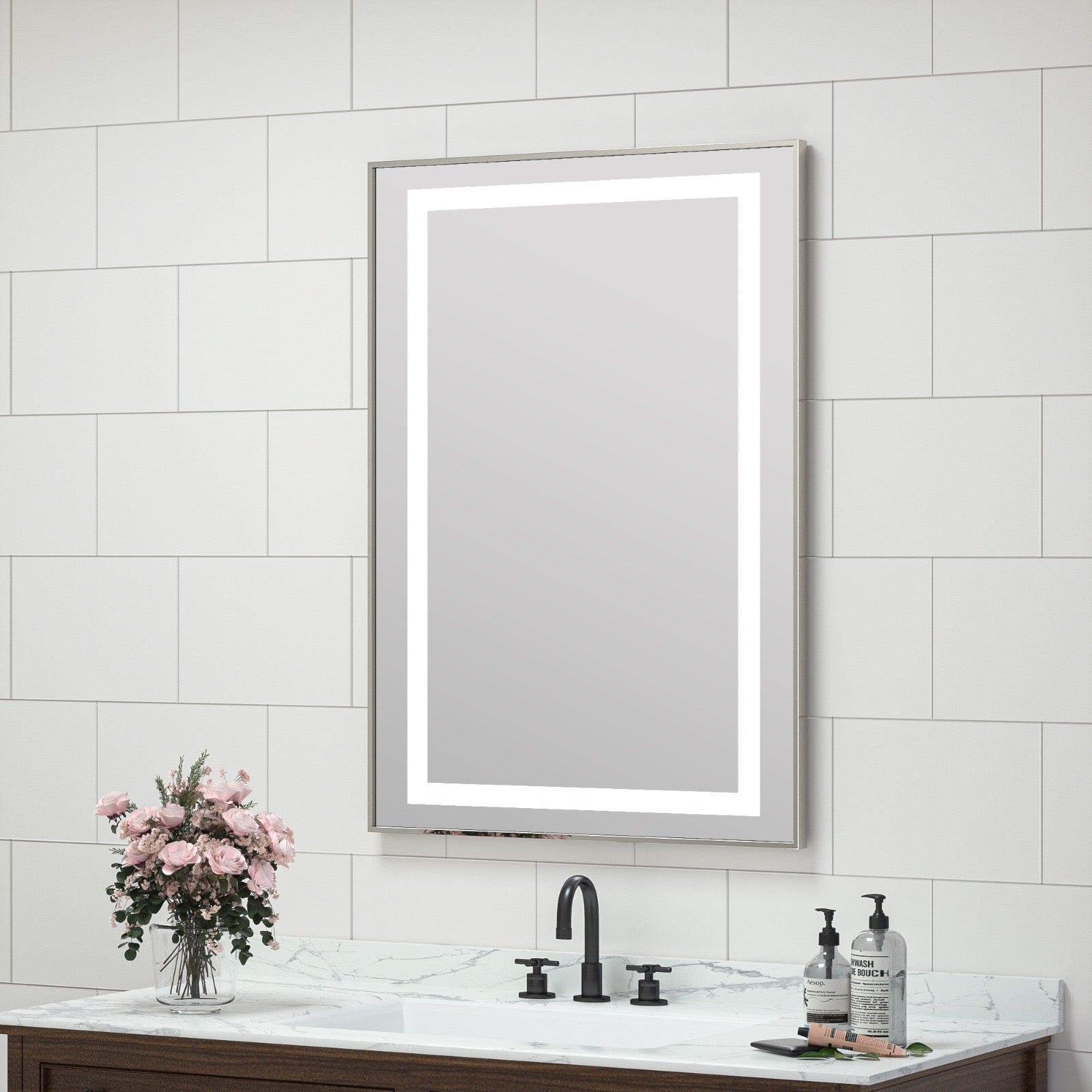 Sofia Medicine Cabinets - Valentina Collection - LED Framed/Frameless Single Door Medicine Cabinet (30" Height)