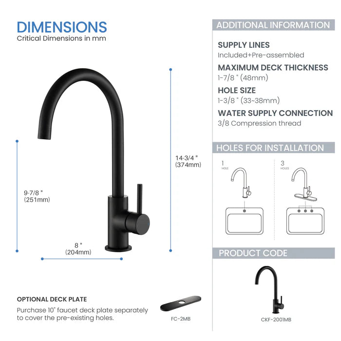 Casa Fixtures - Kitchen Faucet - Halo Single Handle Bar Sink Faucet (CKF-2001)