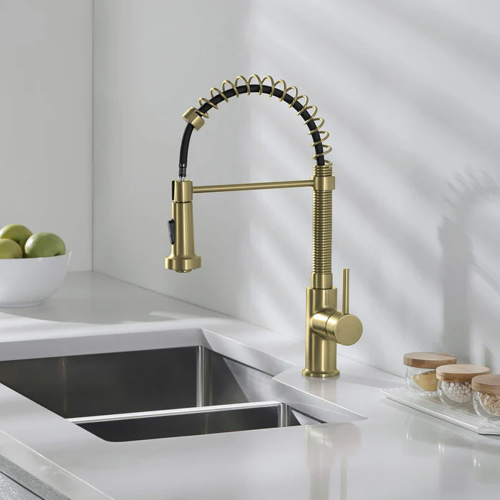 Casa Fixtures - Kitchen Faucet - Genova Commercial Style Single Handle Pull Down Kitchen Sink Faucet (CKF-2003)