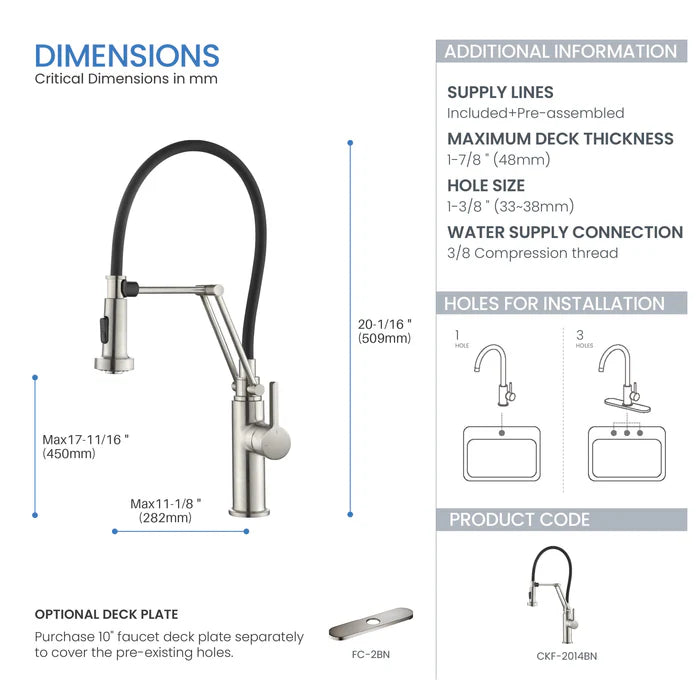 Casa Fixtures - Kitchen Faucet - Vista Single Handle Pull Down Kitchen Faucet (CKF-2014)