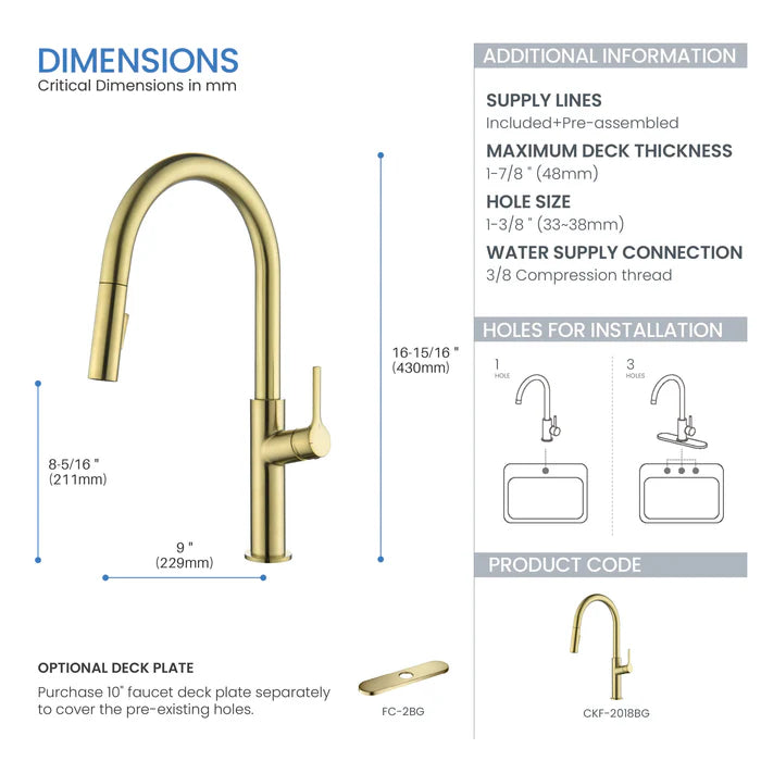 Casa Fixtures - Kitchen Faucet - Neo Single Handle Pull Down Kitchen Sink Faucet (CKF-2018)