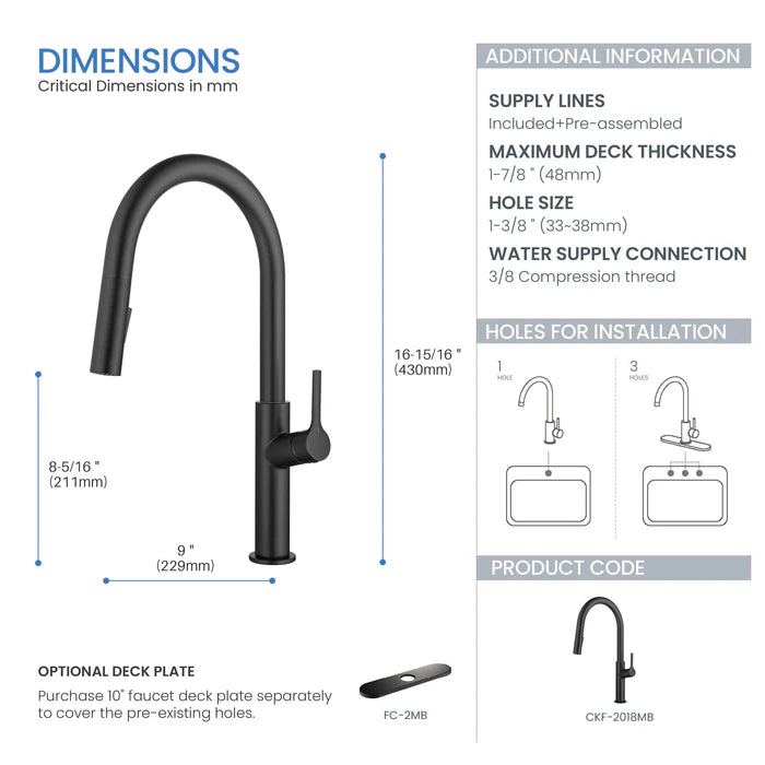 Casa Fixtures - Kitchen Faucet - Neo Single Handle Pull Down Kitchen Sink Faucet (CKF-2018)