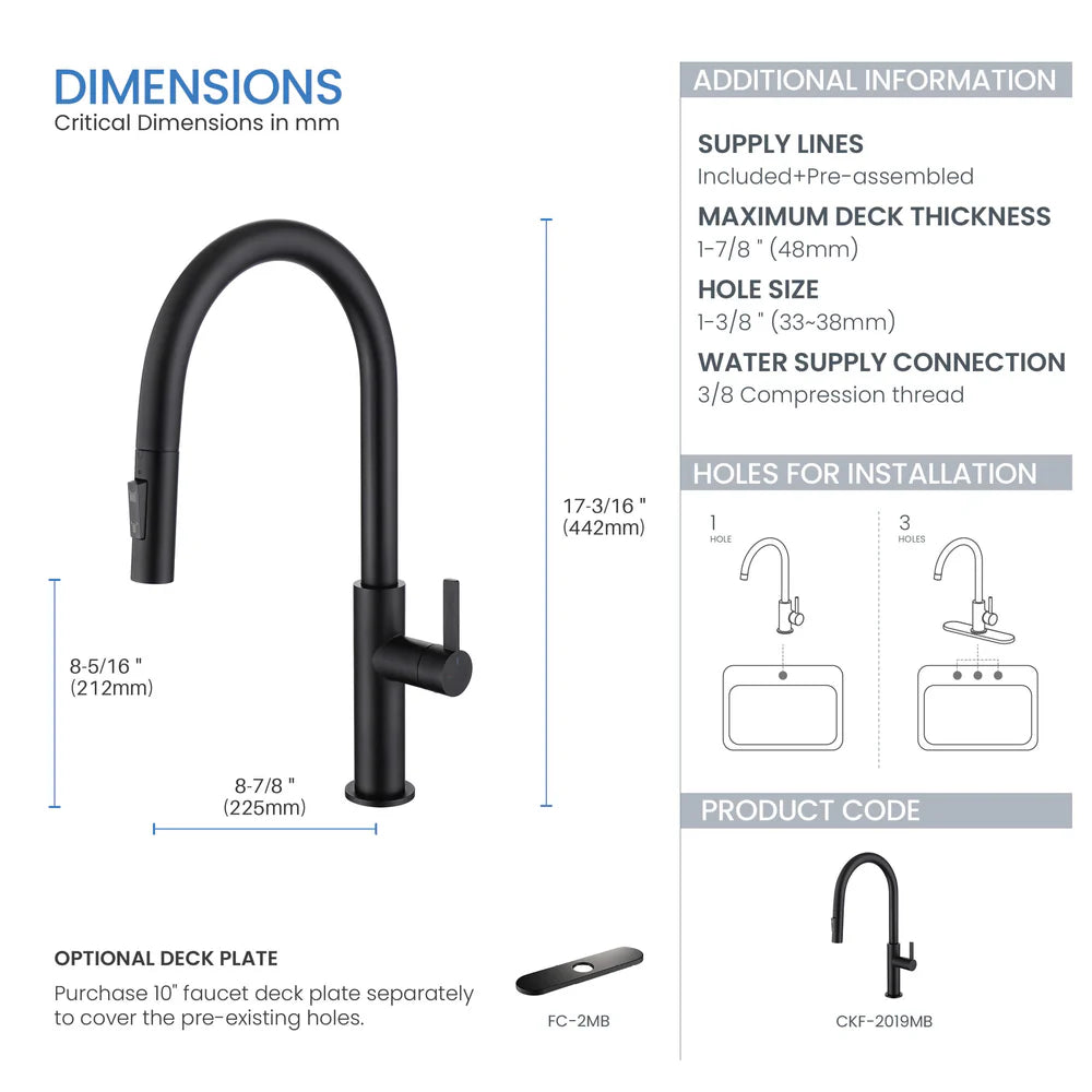 Casa Fixtures - Kitchen Faucet - Neo Single Handle Pull Down Kitchen Faucet (CKF-2019)