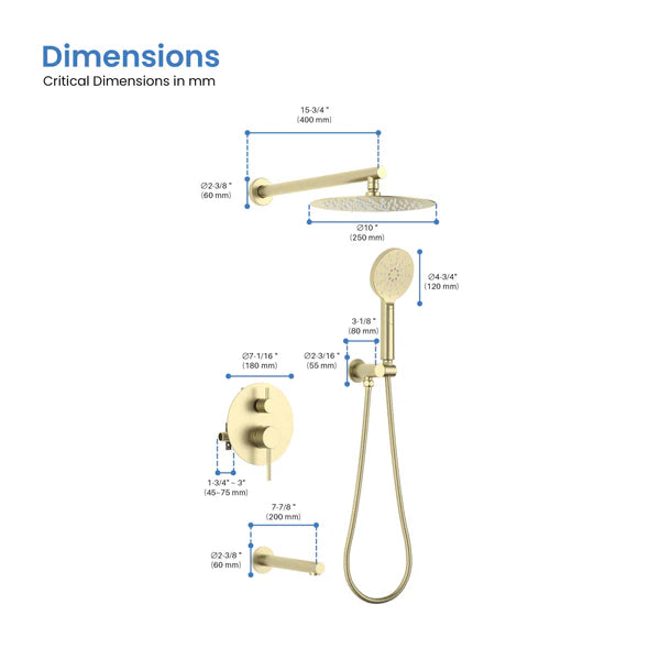 Casa Fixtures - Shower Faucets - Halo Pressure Balanced 3-Function Wall Mount Shower System with Rough-In Valve (CSF-4004)