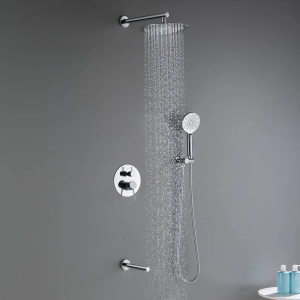 Casa Fixtures - Shower Faucets - Halo Pressure Balanced 3-Function Wall Mount Shower System with Rough-In Valve (CSF-4004)