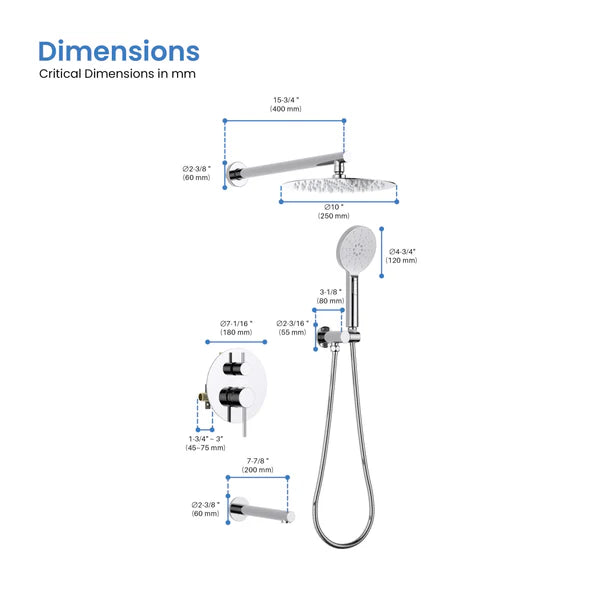 Casa Fixtures - Shower Faucets - Halo Pressure Balanced 3-Function Wall Mount Shower System with Rough-In Valve (CSF-4004)