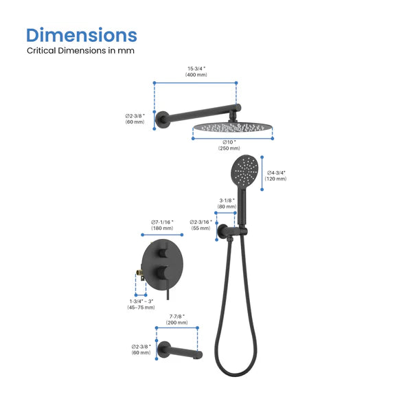Casa Fixtures - Shower Faucets - Halo Pressure Balanced 3-Function Wall Mount Shower System with Rough-In Valve (CSF-4004)