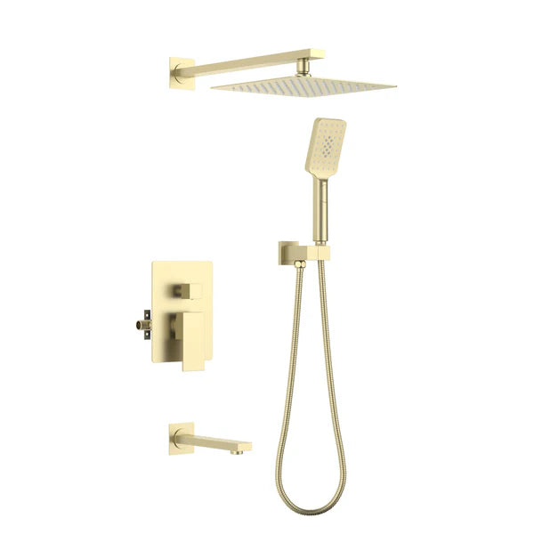 Casa Fixtures - Shower Faucets - Quadra Pressure Balanced 3-Function Wall Mount Shower System with Rough-In Valve (CSF-4006)