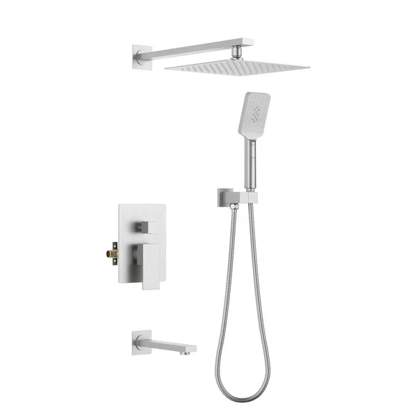 Casa Fixtures - Shower Faucets - Quadra Pressure Balanced 3-Function Wall Mount Shower System with Rough-In Valve (CSF-4006)