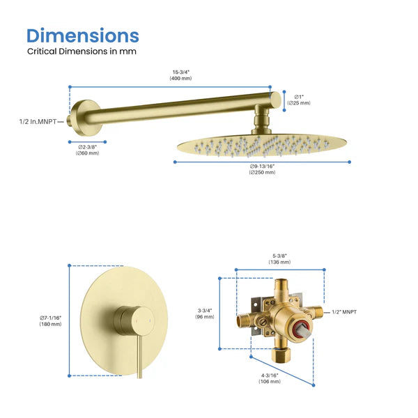 Casa Fixtures - Shower Faucets - Halo Pressure Balanced Single Function Wall Mount Shower System with Rough-In Valve (CSF-4007)