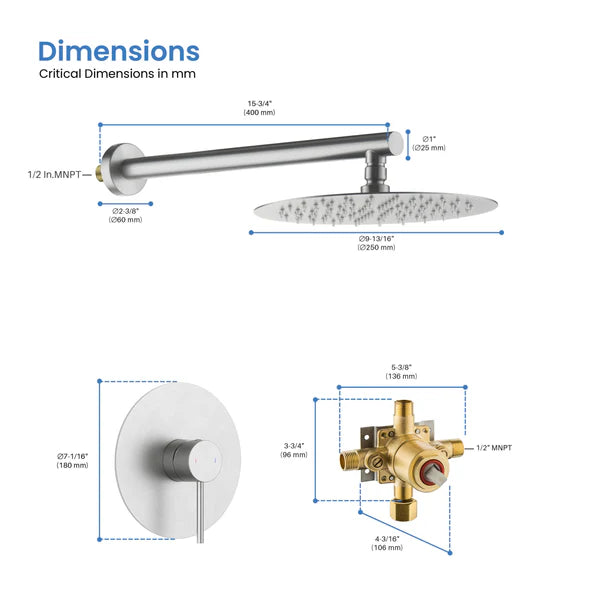 Casa Fixtures - Shower Faucets - Halo Pressure Balanced Single Function Wall Mount Shower System with Rough-In Valve (CSF-4007)