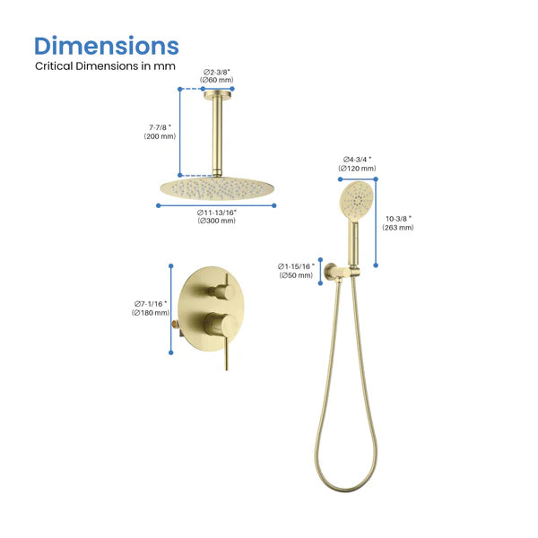 Casa Fixtures - Shower Faucets - Halo Pressure Balanced 2-Function Ceiling Mount Shower System with Rough-in Valve (CSF-4008)