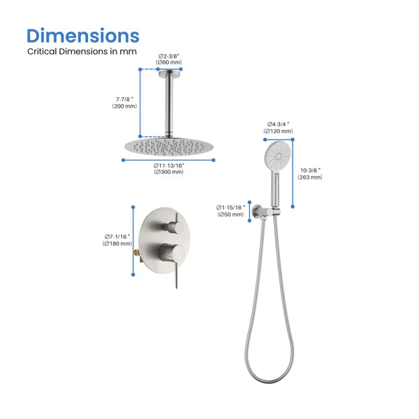 Casa Fixtures - Shower Faucets - Halo Pressure Balanced 2-Function Ceiling Mount Shower System with Rough-in Valve (CSF-4008)