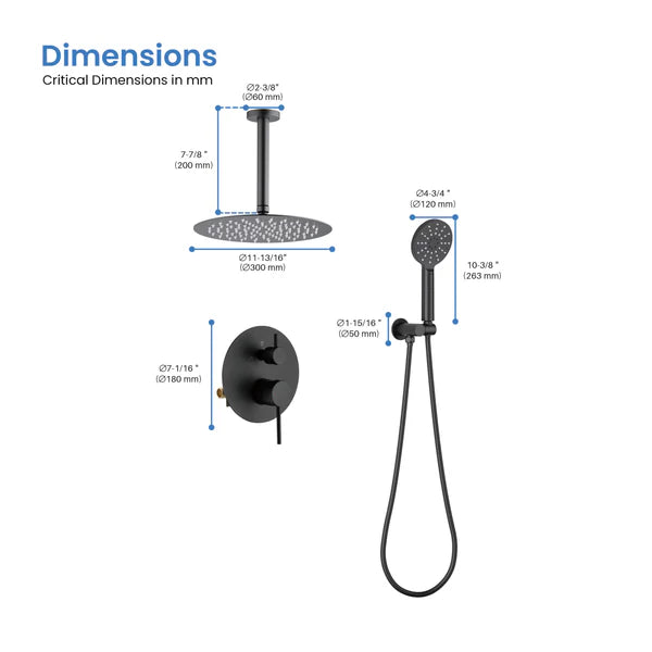Casa Fixtures - Shower Faucets - Halo Pressure Balanced 2-Function Ceiling Mount Shower System with Rough-in Valve (CSF-4008)