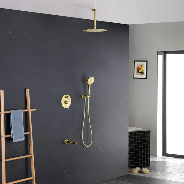 Casa Fixtures - Shower Faucets - Halo Pressure Balanced 3-Function Ceiling Mount Shower System with Rough-in Valve (CSF-4009)