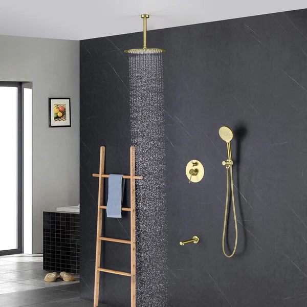 Casa Fixtures - Shower Faucets - Halo Pressure Balanced 3-Function Ceiling Mount Shower System with Rough-in Valve (CSF-4009)