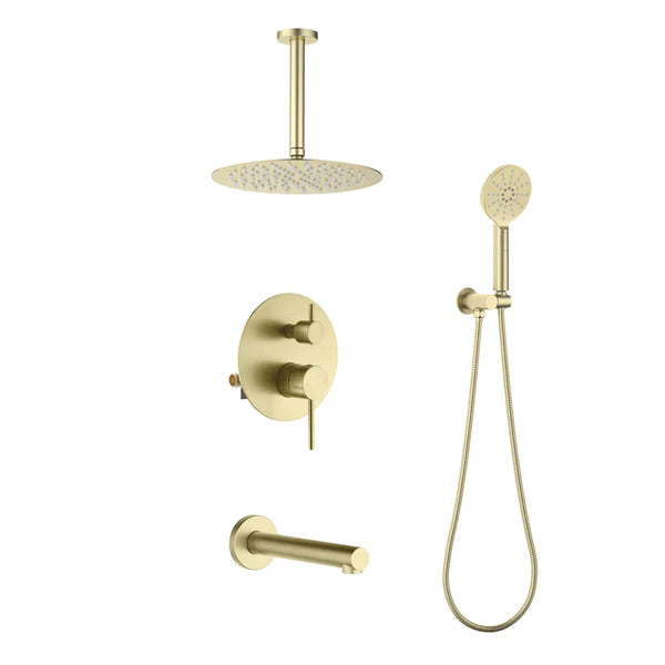 Casa Fixtures - Shower Faucets - Halo Pressure Balanced 3-Function Ceiling Mount Shower System with Rough-in Valve (CSF-4009)