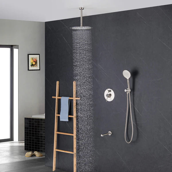 Casa Fixtures - Shower Faucets - Halo Pressure Balanced 3-Function Ceiling Mount Shower System with Rough-in Valve (CSF-4009)