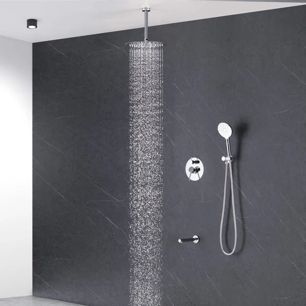 Casa Fixtures - Shower Faucets - Halo Pressure Balanced 3-Function Ceiling Mount Shower System with Rough-in Valve (CSF-4009)