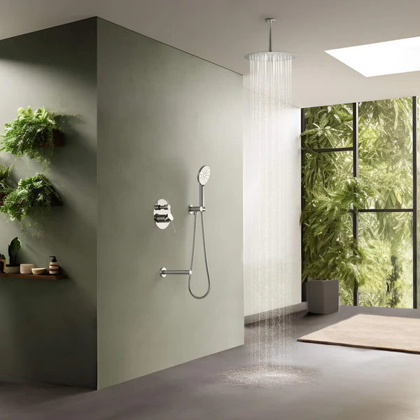 Casa Fixtures - Shower Faucets - Halo Pressure Balanced 3-Function Ceiling Mount Shower System with Rough-in Valve (CSF-4009)