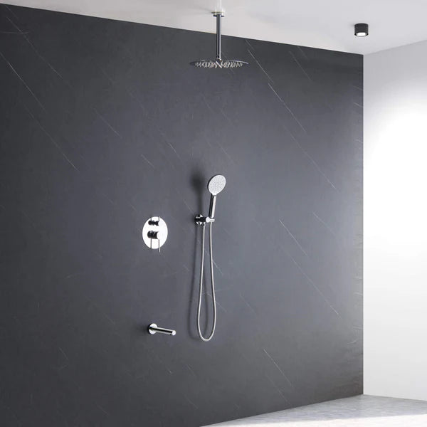 Casa Fixtures - Shower Faucets - Halo Pressure Balanced 3-Function Ceiling Mount Shower System with Rough-in Valve (CSF-4009)