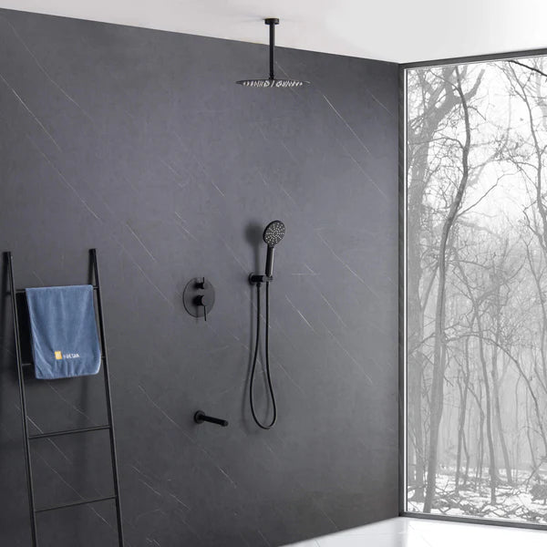 Casa Fixtures - Shower Faucets - Halo Pressure Balanced 3-Function Ceiling Mount Shower System with Rough-in Valve (CSF-4009)