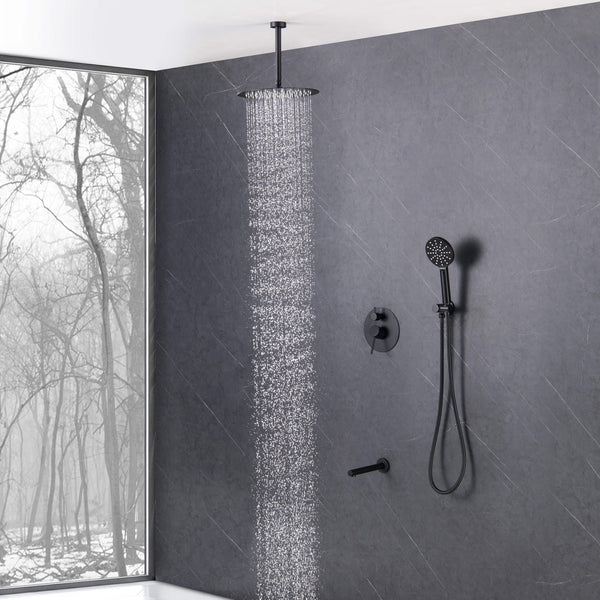 Casa Fixtures - Shower Faucets - Halo Pressure Balanced 3-Function Ceiling Mount Shower System with Rough-in Valve (CSF-4009)