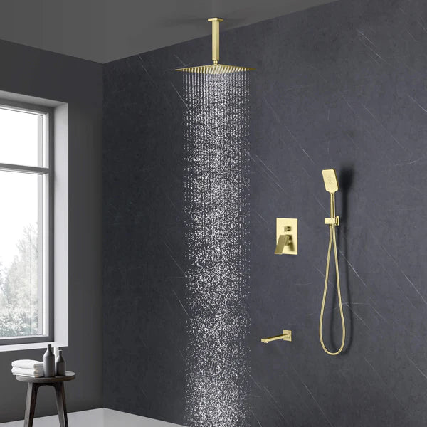 Casa Fixtures - Shower Faucets - Quadra Pressure Balanced 3-Function Ceiling Mount Shower System with Rough-In Valve (CSF-4013)