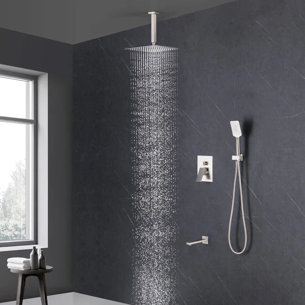 Casa Fixtures - Shower Faucets - Quadra Pressure Balanced 3-Function Ceiling Mount Shower System with Rough-In Valve (CSF-4013)