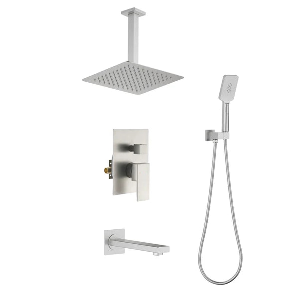 Casa Fixtures - Shower Faucets - Quadra Pressure Balanced 3-Function Ceiling Mount Shower System with Rough-In Valve (CSF-4013)