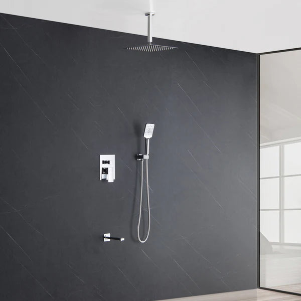 Casa Fixtures - Shower Faucets - Quadra Pressure Balanced 3-Function Ceiling Mount Shower System with Rough-In Valve (CSF-4013)