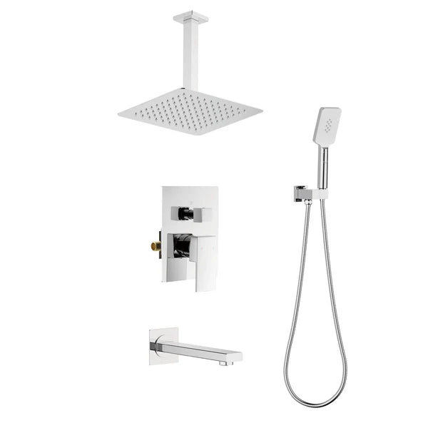 Casa Fixtures - Shower Faucets - Quadra Pressure Balanced 3-Function Ceiling Mount Shower System with Rough-In Valve (CSF-4013)