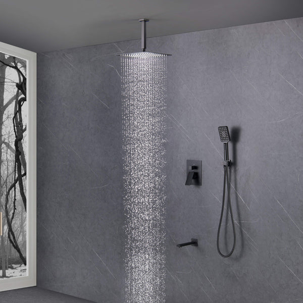 Casa Fixtures - Shower Faucets - Quadra Pressure Balanced 3-Function Ceiling Mount Shower System with Rough-In Valve (CSF-4013)