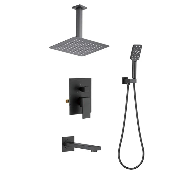 Casa Fixtures - Shower Faucets - Quadra Pressure Balanced 3-Function Ceiling Mount Shower System with Rough-In Valve (CSF-4013)