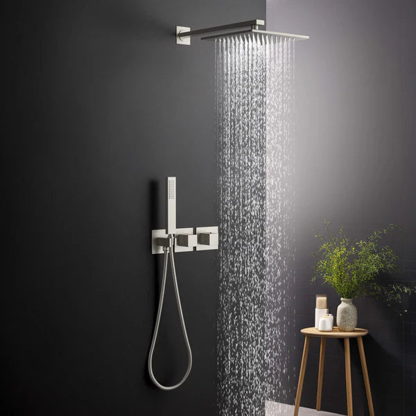 Casa Fixtures - Shower Faucets - Quadra 2-Function Thermostatic Wall Mount Shower System With Rough-in Valve (CSF-4014)