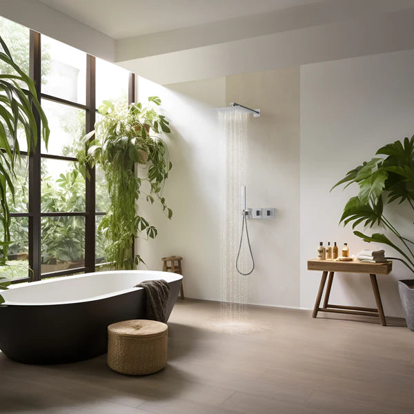 Casa Fixtures - Shower Faucets - Quadra 2-Function Thermostatic Wall Mount Shower System With Rough-in Valve (CSF-4014)