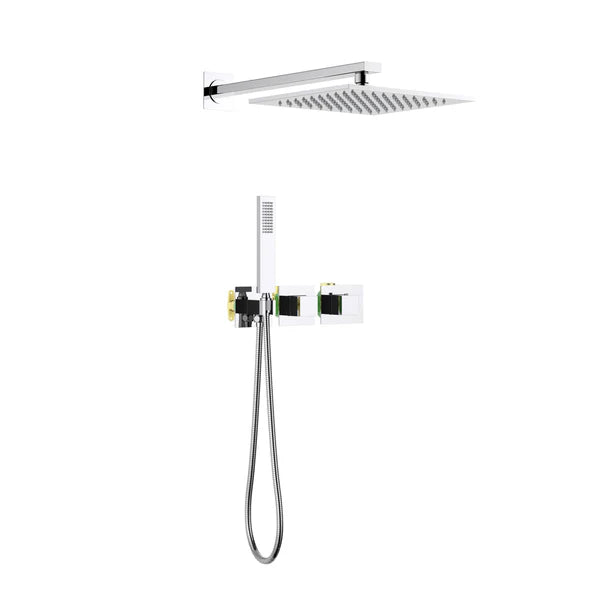 Casa Fixtures - Shower Faucets - Quadra 2-Function Thermostatic Wall Mount Shower System With Rough-in Valve (CSF-4014)