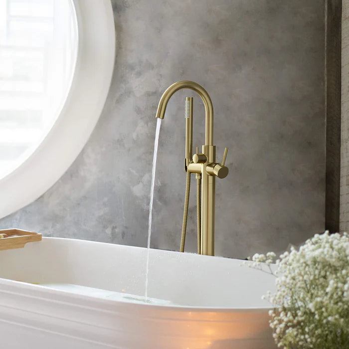 Casa Fixtures - Tub Faucets - Halo Floor Mount Tub Filler With Hand Shower (CTF-3001)