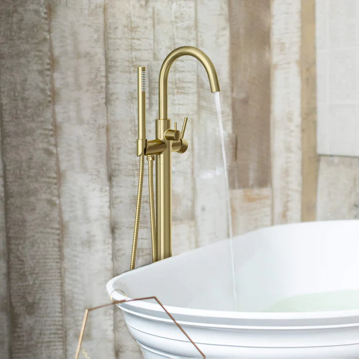 Casa Fixtures - Tub Faucets - Halo Floor Mount Tub Filler With Hand Shower (CTF-3001)