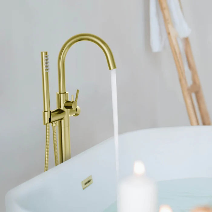 Casa Fixtures - Tub Faucets - Halo Floor Mount Tub Filler With Hand Shower (CTF-3001)