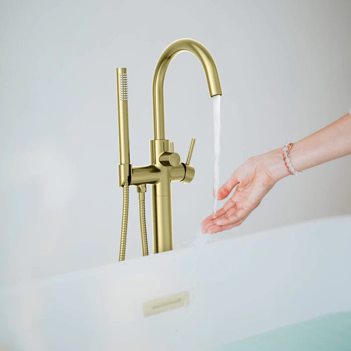 Casa Fixtures - Tub Faucets - Halo Floor Mount Tub Filler With Hand Shower (CTF-3001)