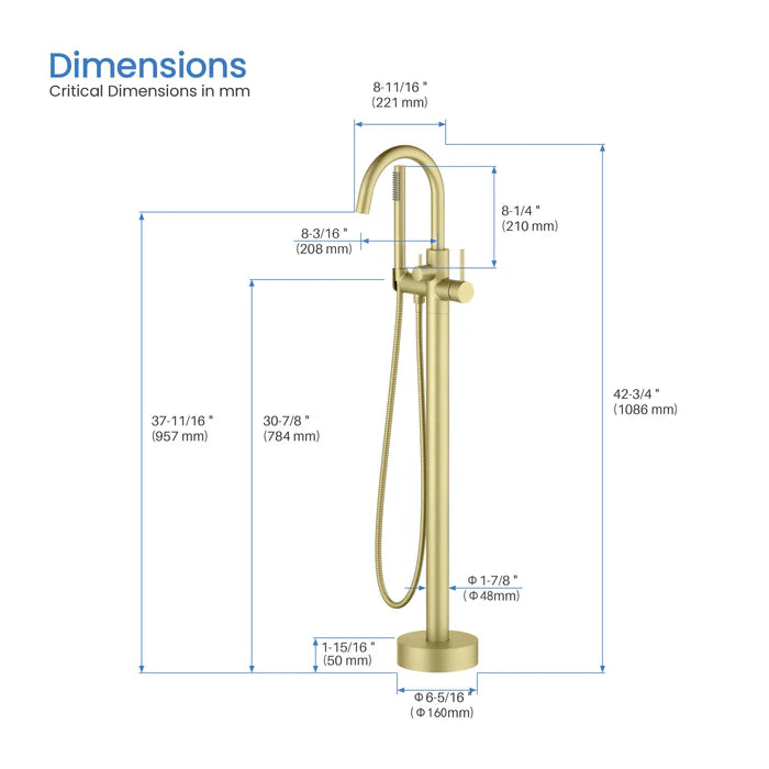 Casa Fixtures - Tub Faucets - Halo Floor Mount Tub Filler With Hand Shower (CTF-3001)